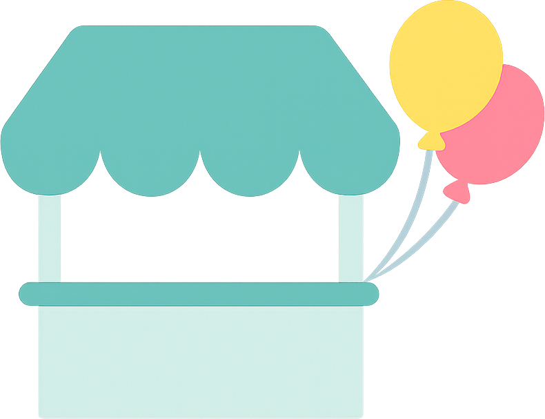 Booth Pickup icon showing a small booth with balloons
